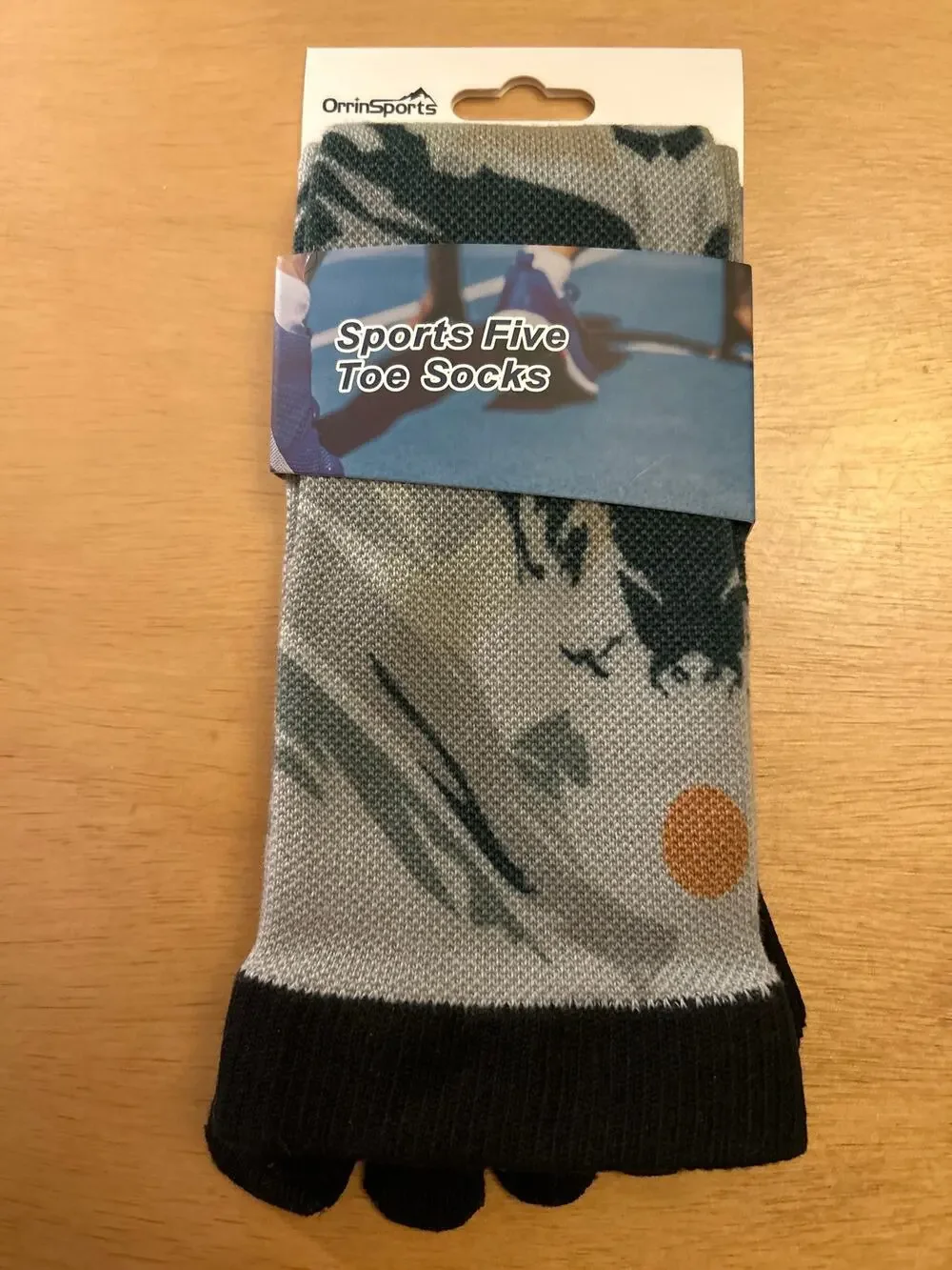 New Unisex 5 Toe Sports Compression Socks Over calf Gray Green Blue size Small